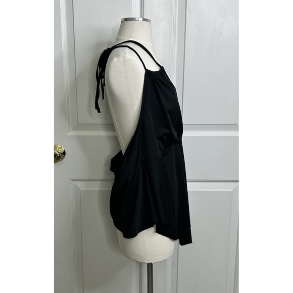 SHEIN Curve Halter Hanky Hem Top Tie Back Cropped Black Womens 2XL Babydoll - Picture 2 of 10